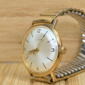 Vintage 60s ELGIN Manual Wind Watch, Gold Tone, Working